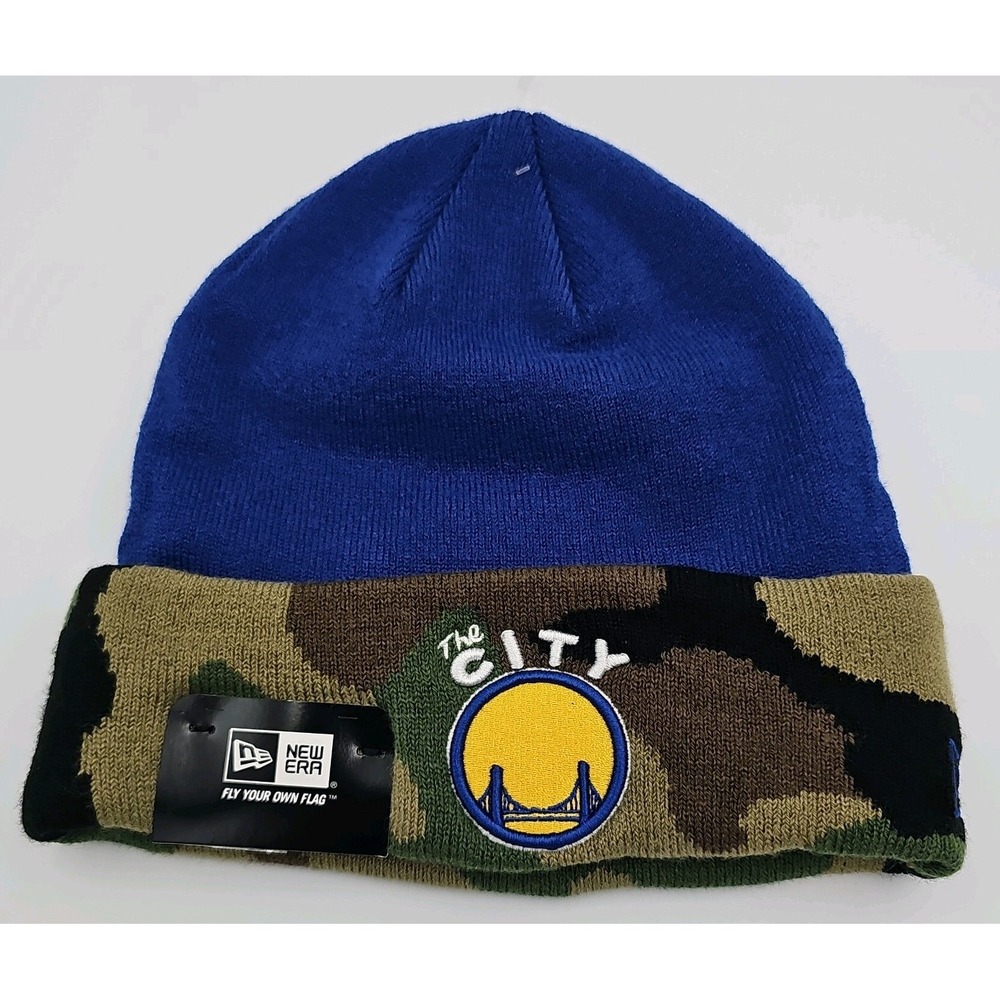 Golden State Warriors New Era Winter Beanie NBA The City Camo Blue Hat NWT